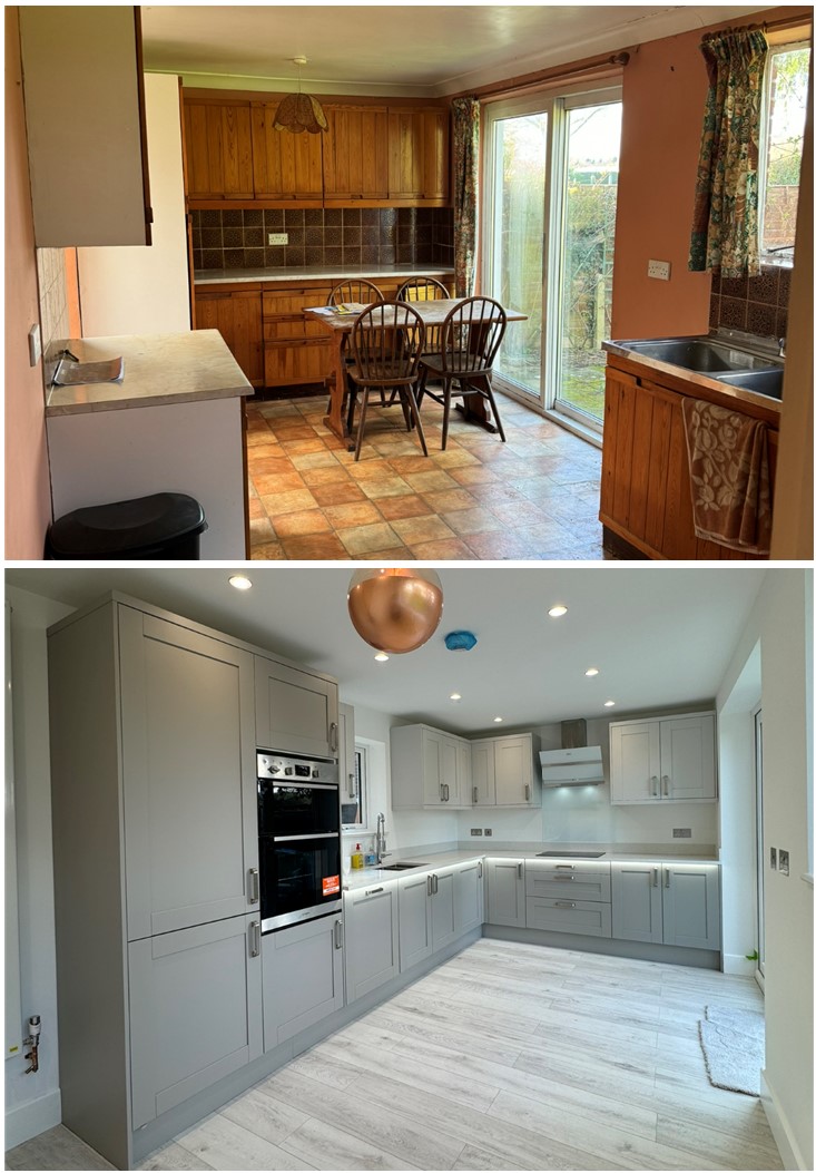 Church Close kitchen before and after