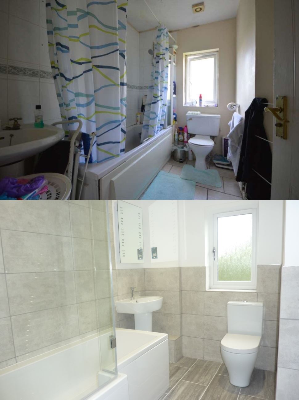 Clock Tower Mews bathroom before and after