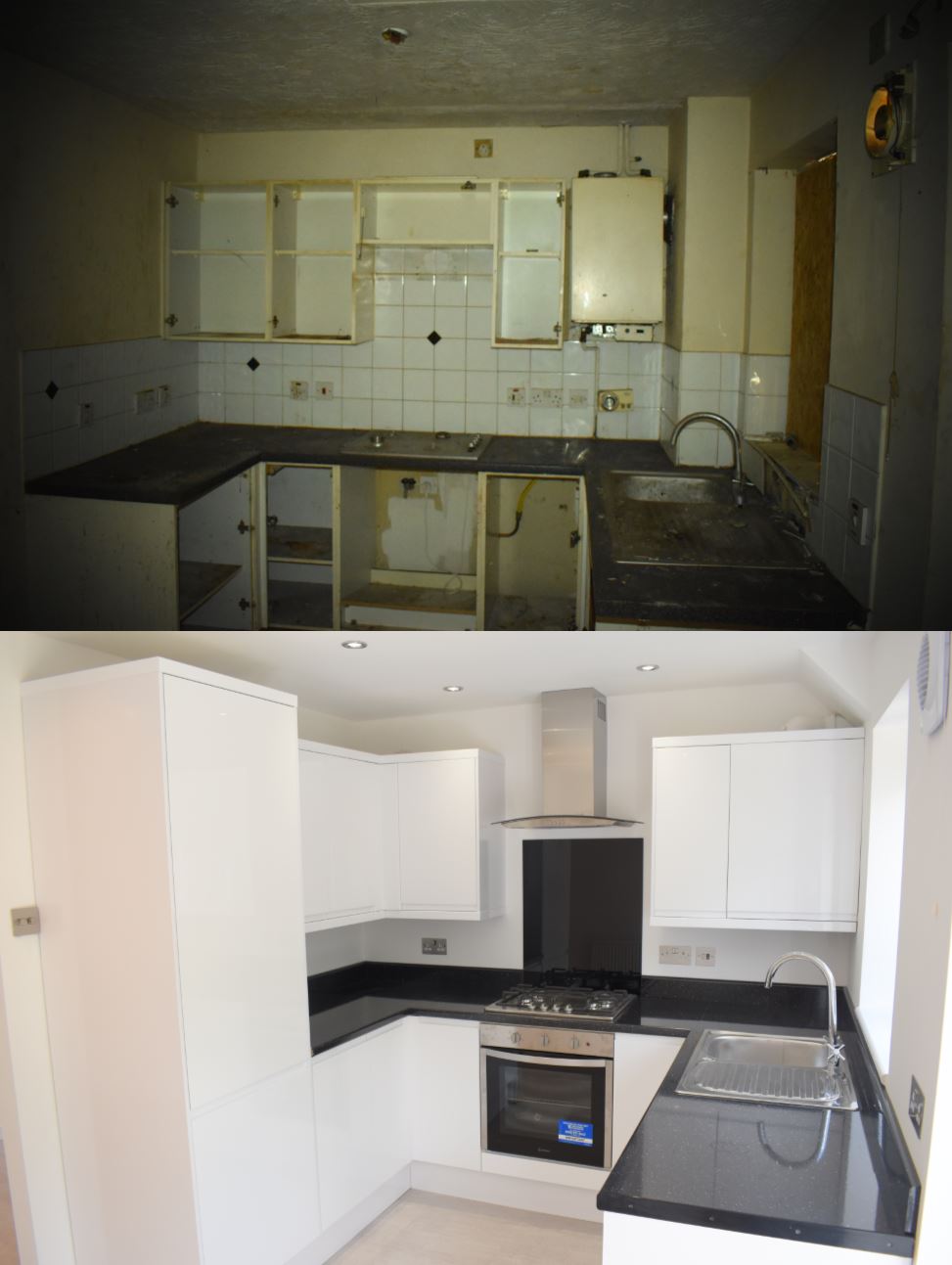 Clock Tower Mews kitchen before and after