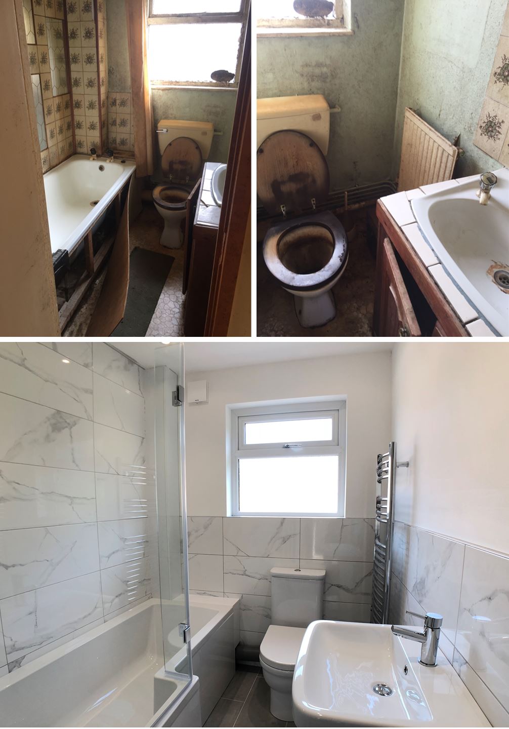 Kingfisher Close bathroom before and after