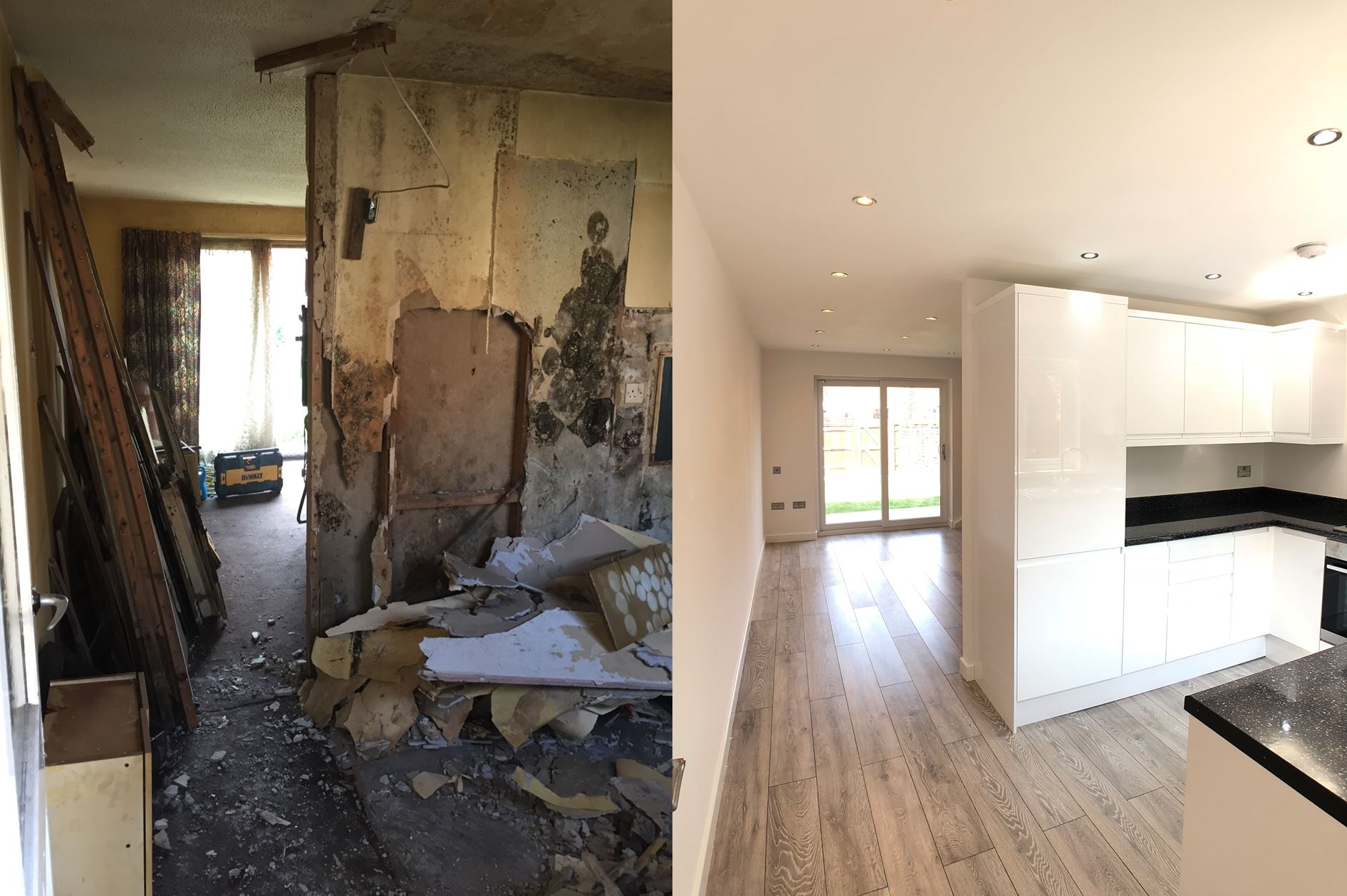 Kingfisher Close living room before and after